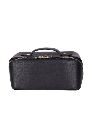 Ella Terra Onyx Black Deri Makyaj Çantası Siyah