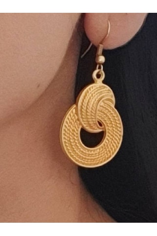 Kadın Altın Renk Kaplama Antik Çelik Sallantılı Hası Örgü Sallantılı Küpe Gold