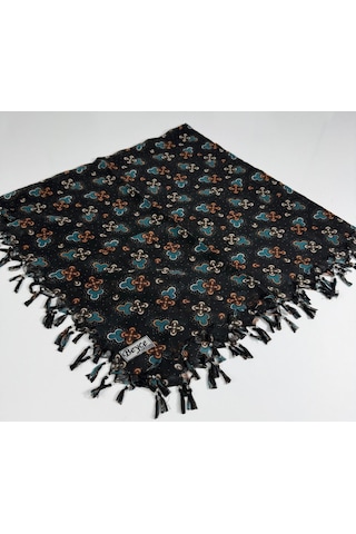 Beyce Cotton Sökme Boncuklu Desenli Tülbent 06440 Siyah