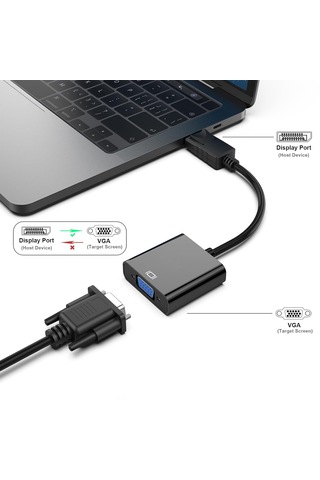Daytona Zr140 Displayport To Vga Çevirici Dp Erkek Kadın Vga Monitör-pc Dönüştürücü Görüntü Kablosu