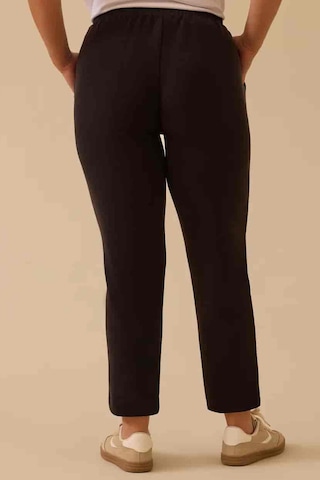 Kadın Büyük Beden Bağcıklı Bilek Boy Pantolon - Siyah 4358748