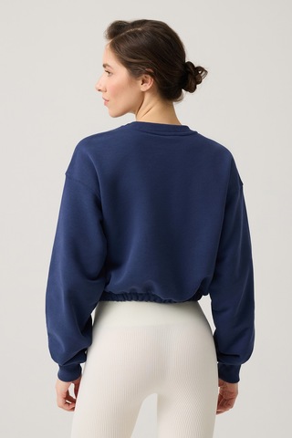 Los Ojos Lacivert Geniş Kalıp Beli Büzgülü Crop Sweatshirt Cropped Pullover Lacivert Lacivert