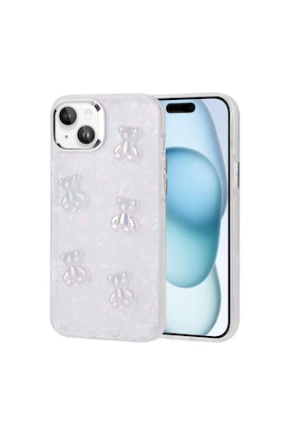 Zore Apple iPhone 13 Uyumlu Kabartma Figürlü Parlak Omsy Eralli Silikon Kılıf-ayı