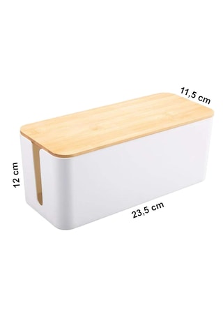 Greentech Kablo Düzenleme Kutusu Bambu+beyaz Renk-küçük Boy Gt-pk01