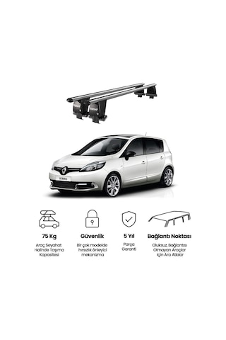 Royal Renault Grand Scenic 2013-2016 Uyumlu Gri Kilitli Ara Atkı Port Bagaj Tavan Barı