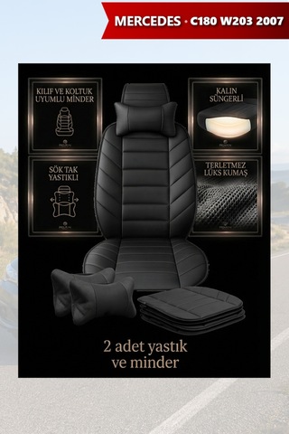 C180 W203 2007 Uyumlu Siyah Renk Lüks Premium 2 Adet Minder Ve Yastık