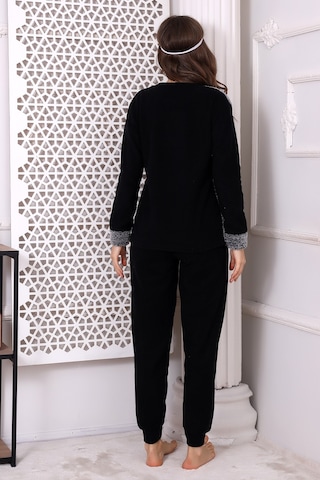 Wordex Fawn 3016 Peluş Welsoft Polar Kışlık Kadın Yumoş Pijama Takımı Gri
