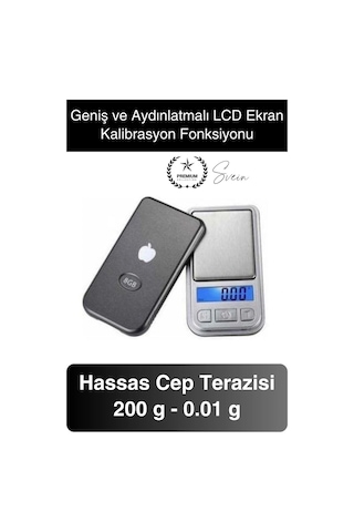 Premium Pilli Mini Hassas Cep Terazisi Tartı 200 G Kapasite 0.01 G Kuyumcu Tartısı Kılıflı Kalibre Çok Renkli