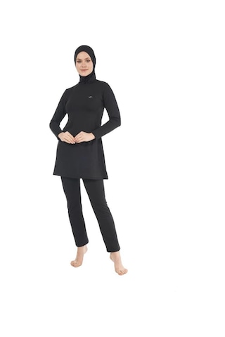 Estiva 22901 Siyah Tam Boy Düz Tesettür Mayo Siyah