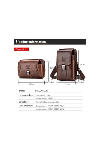 Bull Captaın Çok Fonksiyonlu Deri Cep Telefonu Erkekler İçin Küçük Bel Çantası Siyah