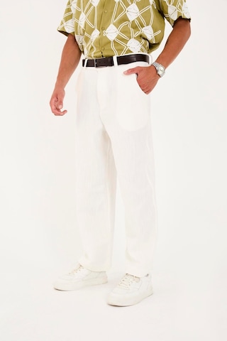 Rocqerx R-4419 Fermuarlı Baggy Pantolon Beyaz