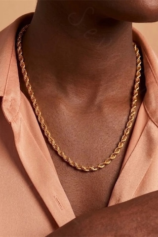 Halat / Örgü Zincir Model Gold Çelik Kolye Sarmal Unisex Kolye Kuzey Serisi