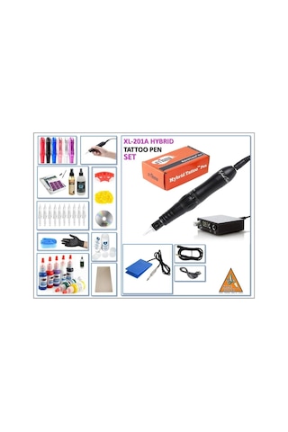 Xl-201a Hybrıd Kalem Tipi Kartuşlu Ayarlı Dövme Makinası Seti - Swıss Motor- 2 Yıl Garantili - Black-127024