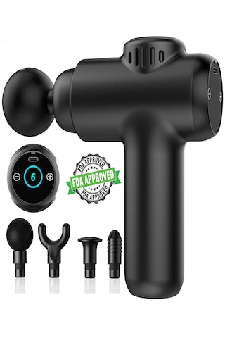 Hams103 Ekranlı Kablosuz Masaj Tabancası 6 Modlu Lcd Dokunmatik Siyah