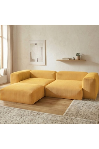 Relax Köşe Koltuk Takımı Sünger Koltuk Kanepe Divan Sarı