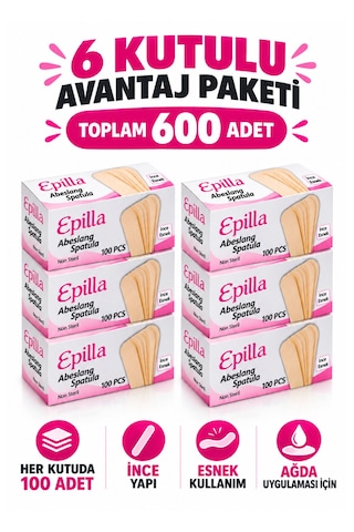 Epilla Abeslang Ağda Spatulası Ahşağ Dil Çubuğu-600 Adet