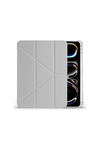 Apple Uyumlu iPad, Pro 11 İnç M5 2025 Kılıf Üçgen Katlanabilir Kalem Şarj Bölmeli Kılıf A2836 A2837 A3006 Kapaklı Kılıf