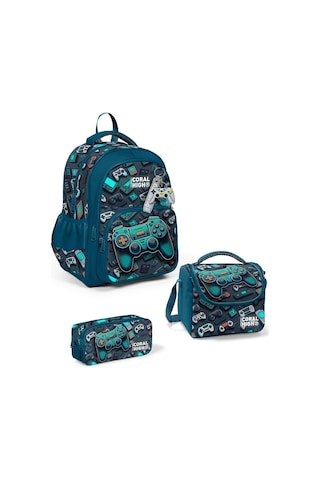 Coral High Kids Nefti Gamer Desenli 3'lü Okul Çanta Seti Set0114423 - Erkek Çok Renkli