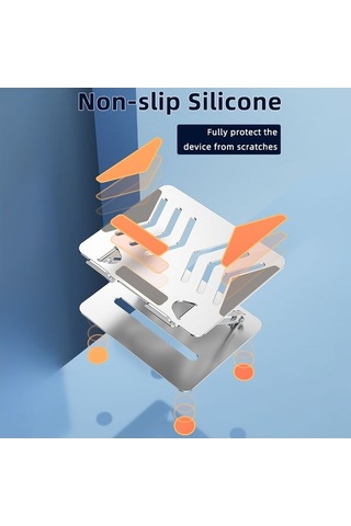 Ebitda L307 Taşınabilir Dizüstü Bilgisayar Standı, Yükseklik Ayarlanabilir, Metal Soğutma, Gümüş, 17.3 Uygun, Katlanabilir