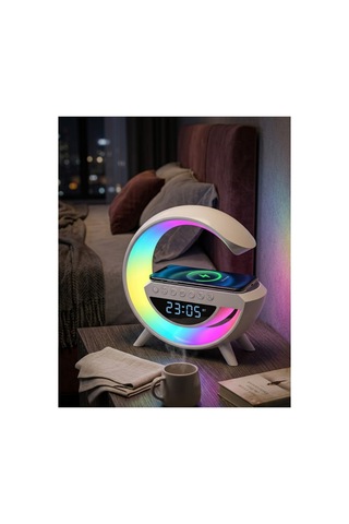 Tek Najma Rgb Işıklı Kablosuz Şarjlı Bluetooth Hoparlör Saat Ve Alarm Özellikli Yeni