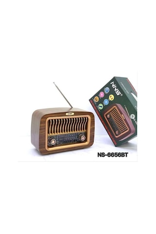 Ns-6656 Retro Ahşap Tasarım Bluetooth Hoparlörlü Radyo Fm/am Destekli, Şarjlı Ve Taşınabiliri Radyo-438