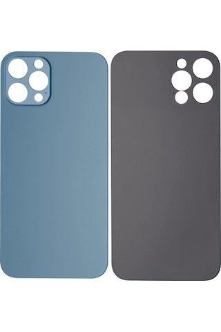 Apple Uyumlu iPhone 12 Pro Logolu Arka Pil Batarya Kapağı - Lens Hariç Mavi