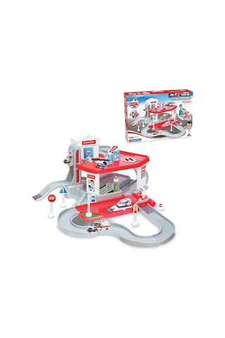 İki Katlı Hastane Garaj Seti - Otopark Seti - Araba Seti - Doktor Oyuncak - İki Katlı Garaj