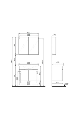 Kale Stora 80 Cm Set Parlak Beyaz Lavabo Dolabı + Aynalı Dolap