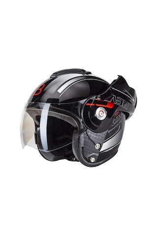Beon B 702 Reverse Tam Açılır Kask Siyah Beyaz Kırmızı L