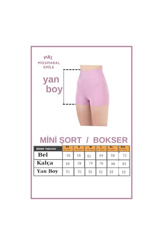 Missmaral Kadın Lila Yüksek Bel Toparlayıcı İç Göstermeyen Boxer Şort Deniz, Havuz & Günlük Kullanım İçin Lila