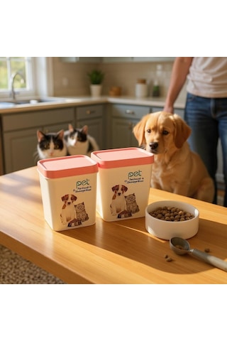 Ny Home Kedi Köpek Mama Kutusu Pembe Kapak 2 Adet
