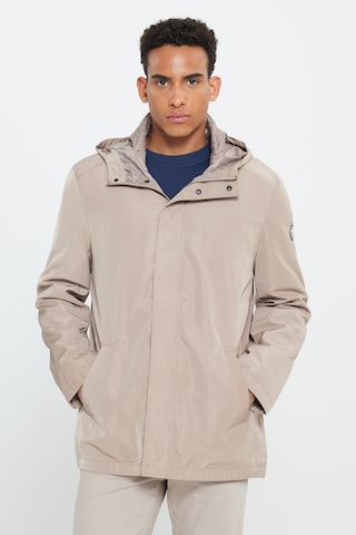 AC&Co / Altınyıldız Classics Erkek Vızon Standart Fit Normal Kesim Kapüşonlu Dik Yaka Trençkot Vizon