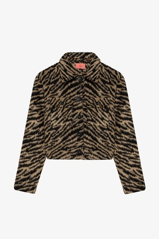 Quzu Desenli Crop Siyah Kadın Ceket Ckt00885 Siyah