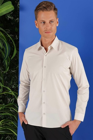 Gk 683 Slim Fit Taş Klasik Gömlek Taş