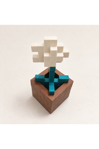Piksel Gelincik Biblo - 3d Baskı, Minecraft Esintili Beyaz