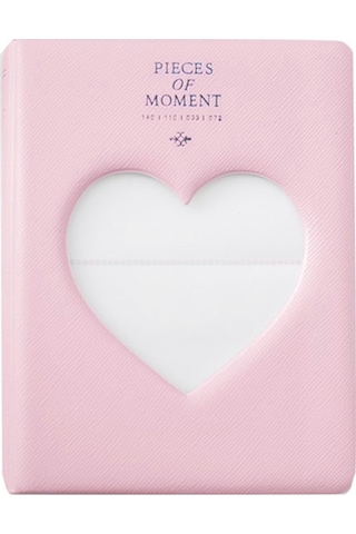 İçi Boş Kalp 64 Cepler Fotoğraf Kitabı Albümü İsim Kartı Tutucu Fujifilm Instax Mini 8 / 7s / 70/25 / 50s / 90 Pembe