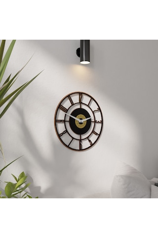 Dekoratif Minimal Ahşap Aynalı Pleksili Duvar Saati Siyah - Gold