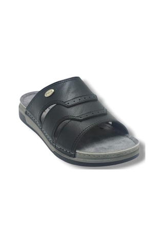 Enova E508-26 Deri Anatomik Tek Bant Ultra Soft Erkek Terlik Siyah