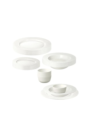 24 Parça Ofantlıgt Yemek Takımı Meridyendukkan Beyaz Renk Modern Klasik Set Feldispat Porselen