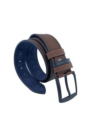Kahverengi Suni Deri Sarı Dikişli Model 4.5 Genişlik Spor Kemer - 4509-st Kahverengi