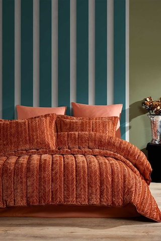 Elart Comfort Yeni Nesil Çift Kişilik Uyku Seti - 3 Parça Velvet Tarçın (230x220) Tarçın