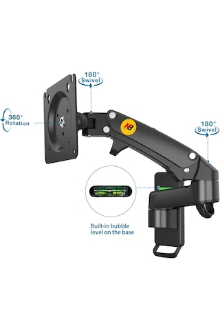 Nb North Bayou F150 1 Adet Tv / Monitör Takılabilen, 17" - 35" Uyumlu, Amortisörlü, Kablo Kanallı, 3-12 Kg Destekli, 360 Dönebilen Duvar Askı Aparatı Nb-f150-g