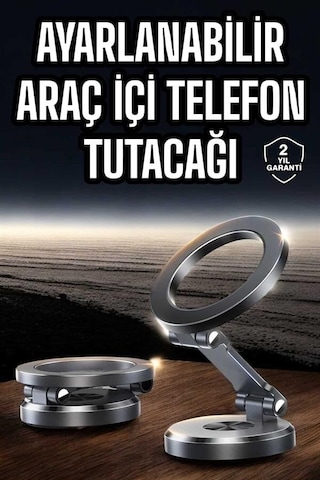 Araç İçi Telefon Tutacağı Manyetik Tasarım Ayarlanabilir Gri