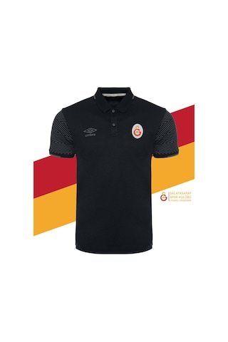 Gsstore Galatasaray Lisanslı Polo Yaka Siyah Spor T-shirt Siyah