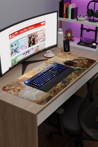 Ortaçağ Sanat Kaymaz Dikişli Kauçuk Oyuncu Mousepad V2 - 90x40 Xxl Gaming Mouse Pad Fare Altlığı