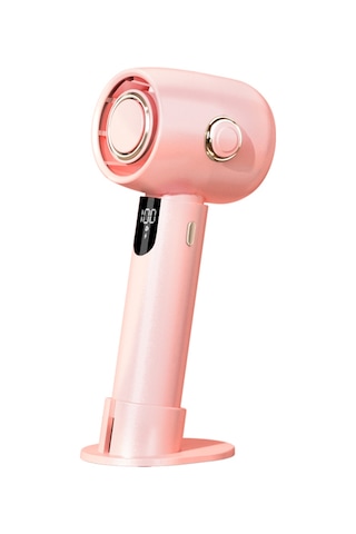 Kosona Portatif Turbo El Ventilatörü, Led Ekranlı, 5 Hız Seçeneği, Düşük Gürültü, Dahili Li-poly Pil Pembe