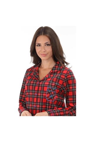 Etoile 98224 Kadın Önden Düğmeli Ekoseli Uzun Kol Pijama Takım 001