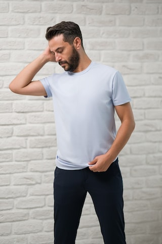 Paul Martin Slimfit Fit Bisiklet Yaka Rayon Kumaş Full Likralı T-shirt Buz Mavisi