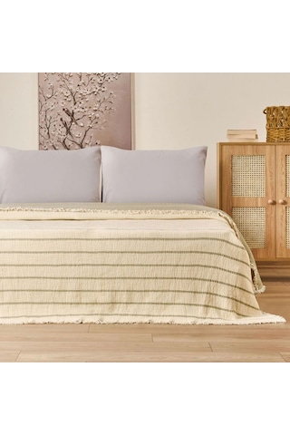 Evidea Soft Serena Çift Kişilik Yatak Örtüsü - Ekru / Haki - 230x250 Cm Ekru / Haki