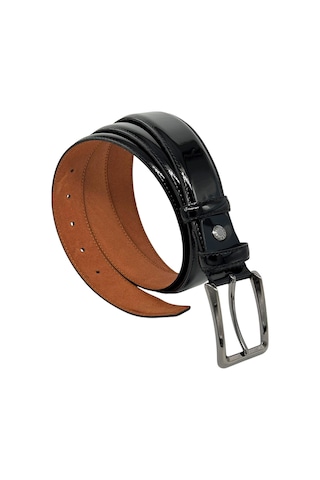 Süzer Deri Siyah Rugan Hakiki Deri Düz Renk Dikişli Model 3.5 Cm. Genişlikli Klasik Kemer - 201-dksl Siyah